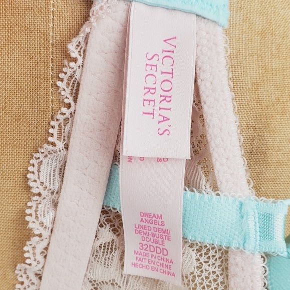 VICTORIA'S Secret Angels Lined Demi Bra Blue and White 32DDD - Picture 4 of 5